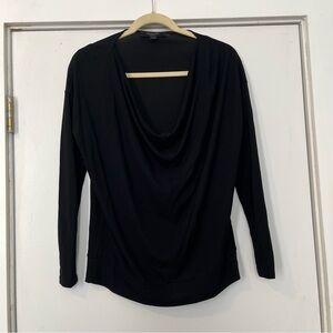 All Saints Cowl Neck drapey long sleeve Black Top size medium blouse office